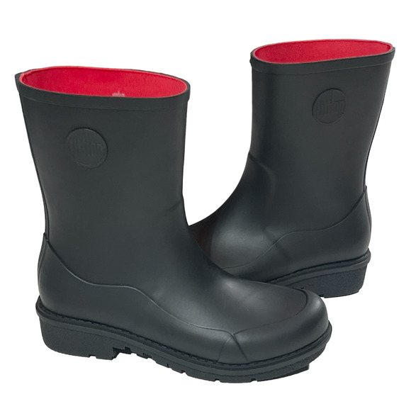 NEW FITFLOP WONDERWELLY BLACK RUBBER SHORT RAIN BOOTS BOOTIES SHOES SIZE 8.5 - Picture 4 of 11